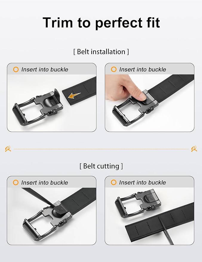 JUKMO 1.5" (38mm) Leather Ratchet Belt for Men in Gift Box