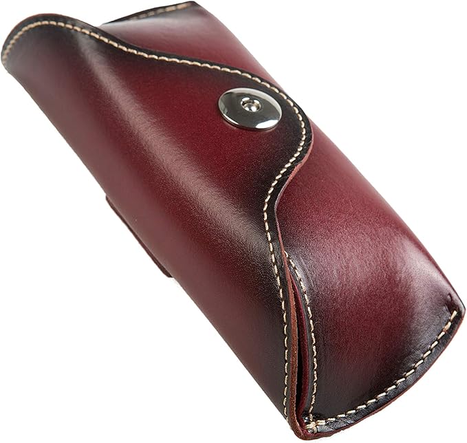ZLYC Unisex Semi Hard Genuine Leather Eyeglass Case With Belt Loop for Prescription Eyeglasses & Standard Sized Sunglasses