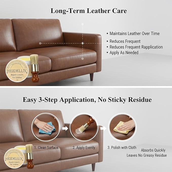 Leather Restore Cream – Leather & Furniture Restoration Salve, Leather Scratch Polish Remover, Long-Lasting Protector, Easy & Fast to Use, Conditioner & Cleaner for Couch, Car Seat, Boots