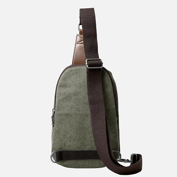 MOYYI Canvas Sling Bag Small Crossbody Bag for Men & Women, 2.5L Mini Casual Daypack Shoulder Bag, 2.5L Capacity (Green)