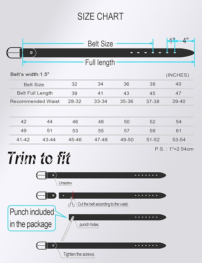 WOLFANT Leather Belt for Men,100% Italian Full Grain Real Solid Leather