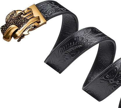 Dubulle Men's Ratchet Belt Gold/Black/Red/Green/Blue/White Automatic Buckle Business Casual Belt Gift - Adjustable Fit