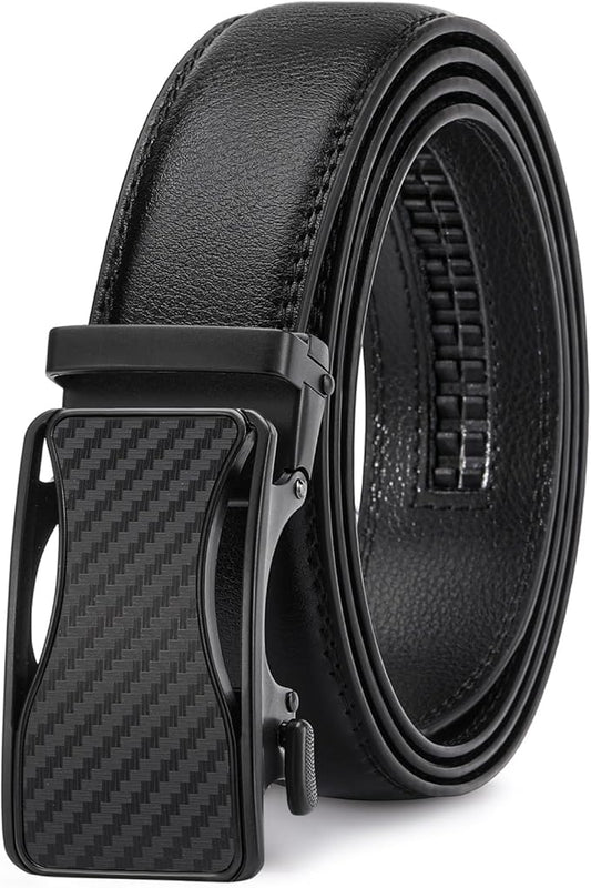 GAEKEAO Mens Belt Leather 1 3/8" - Micro-Adjust Buckle Ratchet Belts for Men Dress Casual to Formal Trim to Fit with Gift Box