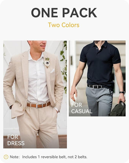CHAOREN Reversible Belt Men 1 Piece - 1.25" Leather Dress Belt - Trim to Fit for Elegant Style