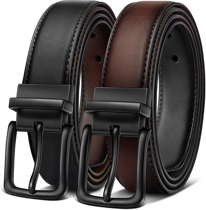 BULLIANT Men's Belt,Reversible Belt Adjustable For Gift Men 1.25”-Cut For Fit-2 Sides in 1 Belt(Not 2)