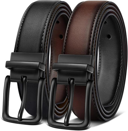 BULLIANT Men's Belt,Reversible Belt Adjustable For Gift Men 1.25”-Cut For Fit-2 Sides in 1 Belt(Not 2)