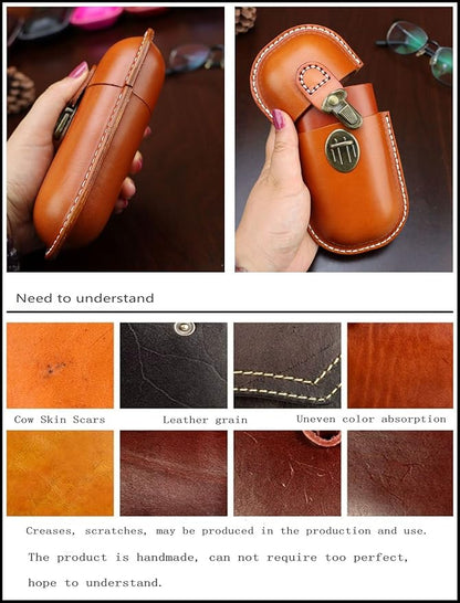 Leather Eyeglass Case Hard Shell Retro Men And Women Sunglasses Nearsighted Glasses Locking clasp Protection Box