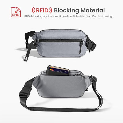 tomtoc 1.5L Sling Bag with RFID Blocking, Crossbody Bag Minimalist Chest Shoulder Pack for Men and Women, Water-resistant Lightweight Casual Waist Fanny Pack for Travel, Daily Use