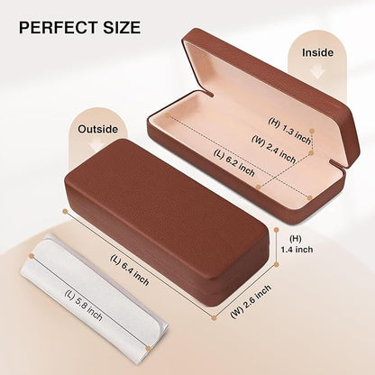 Marvolia Glasses Case Hard Shell Square Large Eyeglasses Case PU Leather Protective Case for Sunglasses Eyeglasses