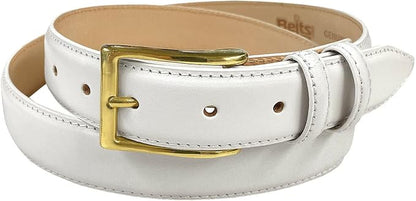 Adam Gold Men's Genuine Full-Grain Cowhide Leather Dress Belt 1-1/8"(30mm) Wide Polished Buckle