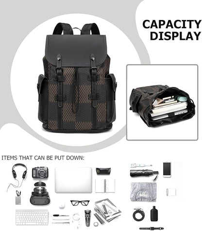 KingTo Laptop Backpack for Men Luxury Anti-Theft Travel Backpack Casual Business Waterproofing Computer Bag (B-Brown)