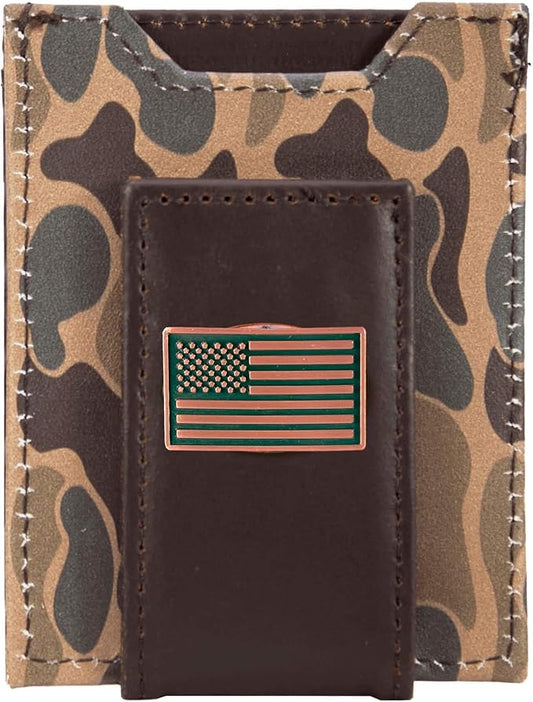 ZEP-PRO Marlin Vintage Tan Leather Magnetic Front Pocket Wallet, Slim Stylish for Men