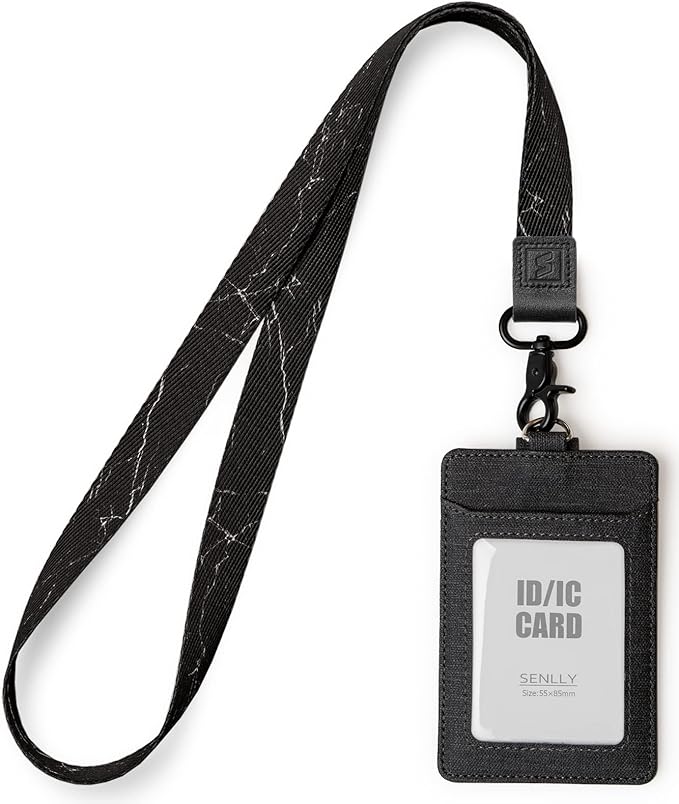 SENLLY ID Badge Holder Gift with Cute Neck Lanyard Strap, 2 Card Slots and 1 Clear ID Window, for Women and Men