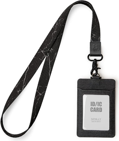 SENLLY ID Badge Holder Gift with Cute Neck Lanyard Strap, 2 Card Slots and 1 Clear ID Window, for Women and Men