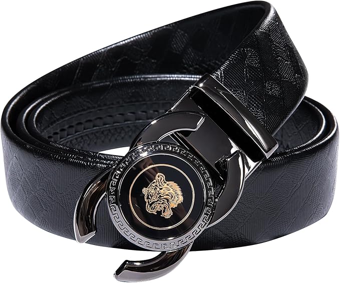 Dubulle Designer Ratchet Belt for Men Leather Fashion Adjustable Automatic Buckle Sliding Removable Dress Casual