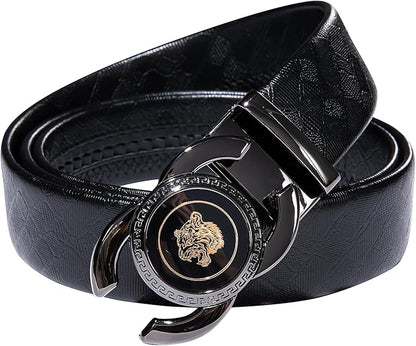 Dubulle Designer Ratchet Belt for Men Leather Fashion Adjustable Automatic Buckle Sliding Removable Dress Casual