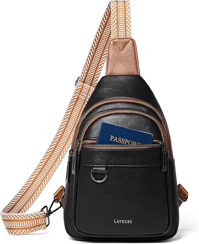 Leresas 7L Sling Bag for Women Men Vegan Leather Crossbody Bags Fanny Pack Purse Backpack Over Shoulder Bag Travel Anti Theft