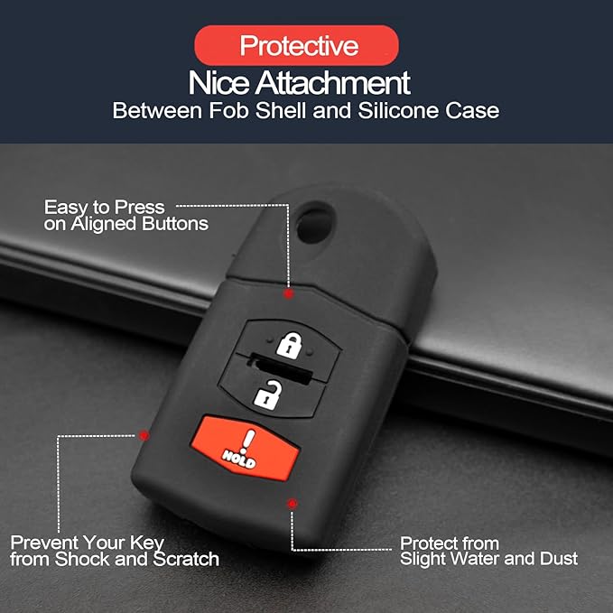 2pcs Compatible with Mazda 2 3 5 6 CX-7 CX-9 MX-5 Miata Key Fob Cover Case Key Chain Protector Keyless Remote Holder