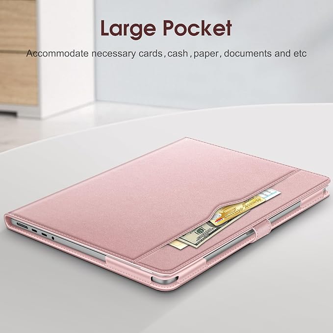 Fintie Sleeve Case for MacBook Pro 14 Inch A3427 A3426 A3434 A3401 A3185 A3112 A2992 A2918 A2779 A2442 (2026-2021), PU Leather Folio Cover for MacBook Pro 14" M5/M4/M3/M2/M1, Rose Gold