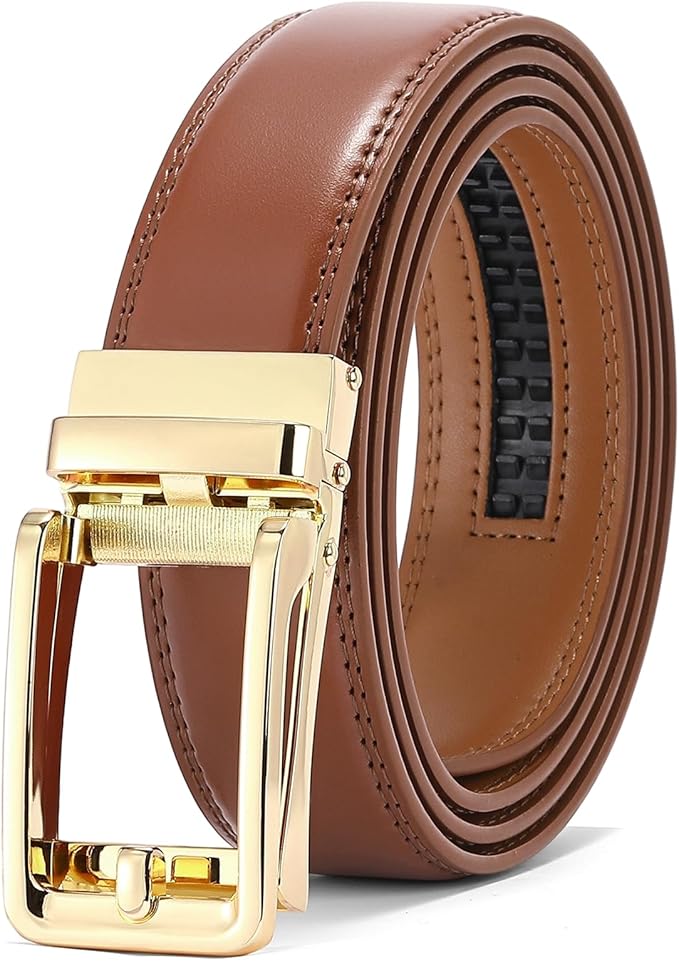 SENDEFN Men's Leather Dress Casual Belt 1 3/8" Automatic Adjustable Click Buckle Belts with Gift Box