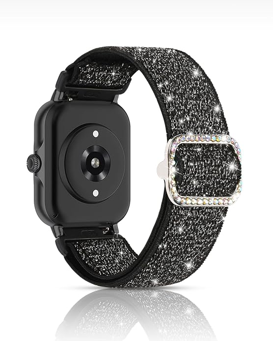 Sparkly Elastic Nylon Bands Compatible with Woneligo/Fitpolo Smart Watch IDW13, 22mm Stretchy Straps for TOOBUR IDW19/ENOMIR IDW19/MILOUZ IDW19/Gydom IDW19/Faweio IDW19/Hoowel IDW19/Amzhero IDW19/Tensky IDW19/WNH IDW19 Smart Watch Glitter Bands for Women