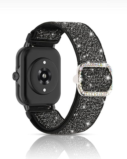Sparkly Elastic Nylon Bands Compatible with Woneligo/Fitpolo Smart Watch IDW13, 22mm Stretchy Straps for TOOBUR IDW19/ENOMIR IDW19/MILOUZ IDW19/Gydom IDW19/Faweio IDW19/Hoowel IDW19/Amzhero IDW19/Tensky IDW19/WNH IDW19 Smart Watch Glitter Bands for Women