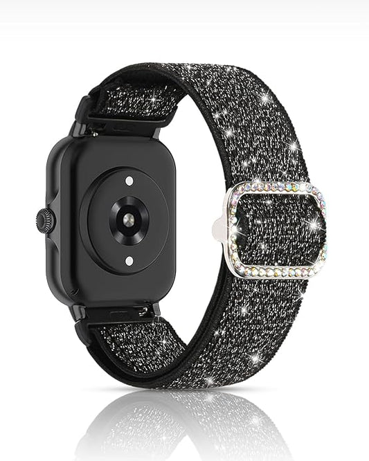 Sparkly Elastic Nylon Bands Compatible with Woneligo/Fitpolo Smart Watch IDW13, 22mm Stretchy Straps for TOOBUR IDW19/ENOMIR IDW19/MILOUZ IDW19/Gydom IDW19/Faweio IDW19/Hoowel IDW19/Amzhero IDW19/Tensky IDW19/WNH IDW19 Smart Watch Glitter Bands for Women
