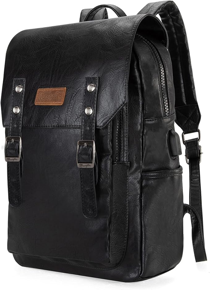 Montana West Wrangler Laptop Backpack with USB Charging Port, Vintage Travel Work College Bookbag for Women Men