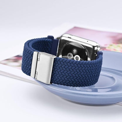 WOCCI 18mm Braided Nylon Watch Band for Men and Women, Quick Release, Silver Stainless Steel Buckle (Blue)