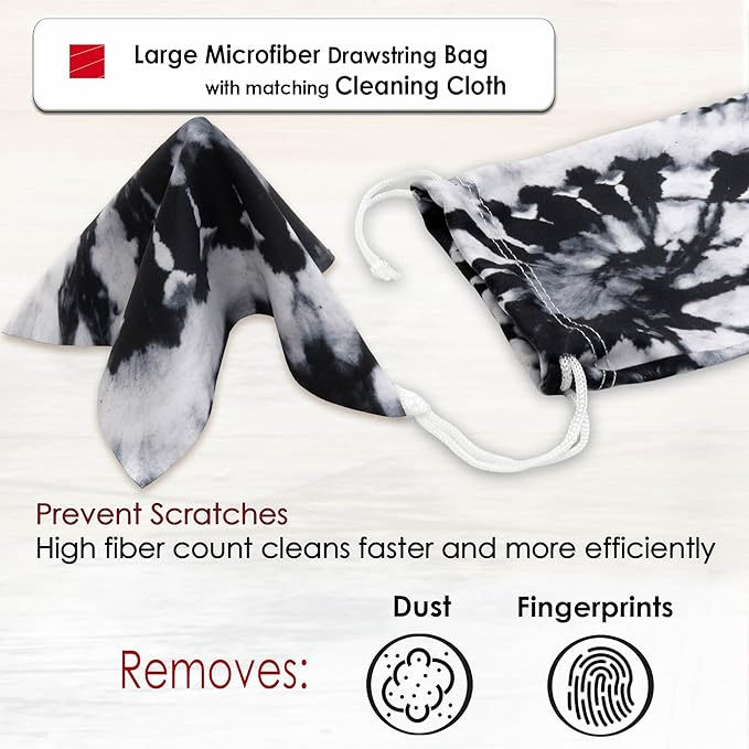 MyEyeglassCase® Large Hard Sunglasses Case | fits Large curved Sunglasses, with microfiber bag and cleaning cloth