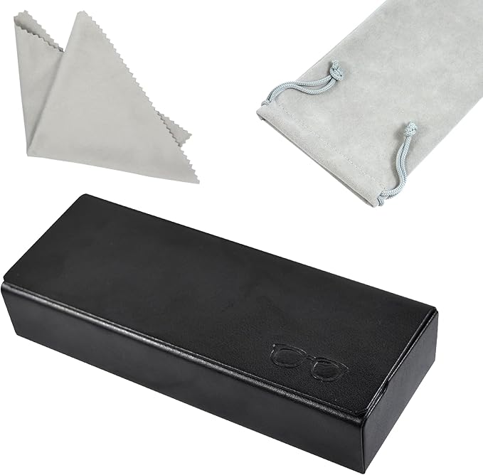 Glasses Case hard shell,3-in-1 Sunglasses Case & Eyeglass Case with Cleaning Cloth & Storage Pouch