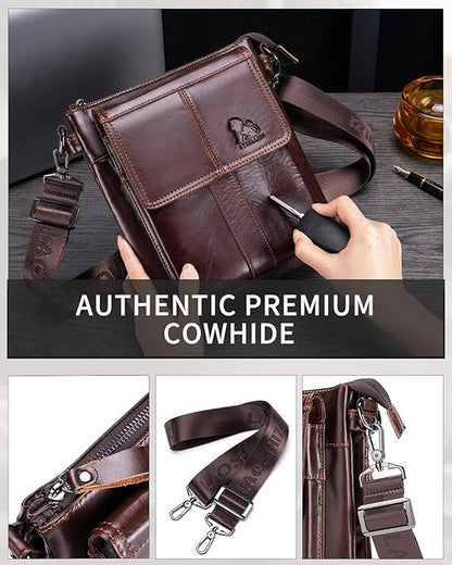 Men's Genuine Leather Crossbody Bag - Spacious & Functional & Durable Daily Use