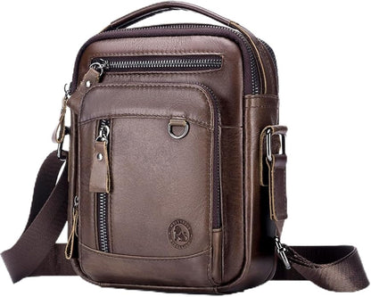 Men's Vinatge Leather Crossbody:Compact with Organized Pockets,Stylish & Functional for Everyday Carry
