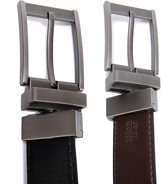 Belts for Men Reversible Leather 1.25” Waist Strap Fashion Dress Buckle Beltox