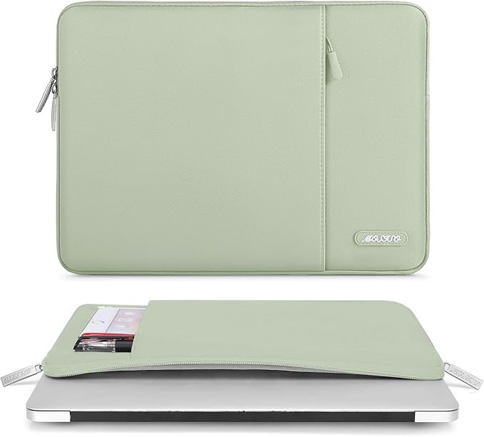 MOSISO Laptop Case 13 inch, Laptop Sleeve Compatible with MacBook Neo/Air/Pro 13 inch with A18/M5/M4/M3/M2/M1 Chip 2026-2016, Polyester Vertical Computer Sleeve Bag with Pocket, Sage Green
