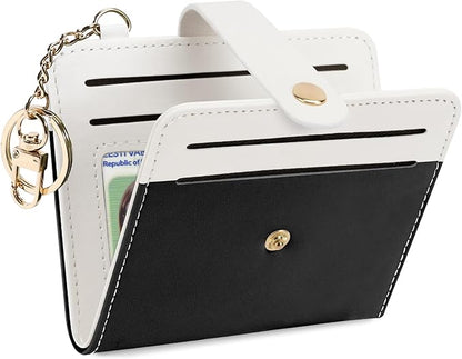 Airkit Small Wallets Woman RFID Blocking Leather Credit Card Holder - with ID Window - Card Wallets for Women - with Zipper Coin Purse - Keychain Wallet