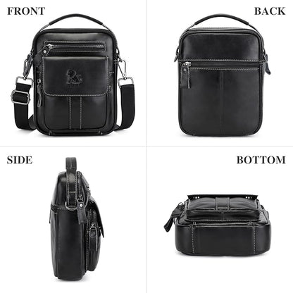 BAIGIO Genuine Leather Small Messenger Bag for Men Crossbody Shoulder Bag for Ipad MIni Handbag Man Purse for Daily Business | Genuine Leather, Small, for Ipad Mini, Man Purse, for Daily Business