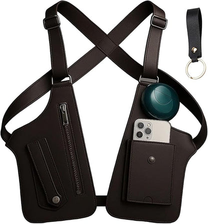 Premium Leather Shoulder Bag, Double Shoulder Armpit Bag, Anti-Theft Hidden Adjustable Strap Holste, Underarm Strap Wallet