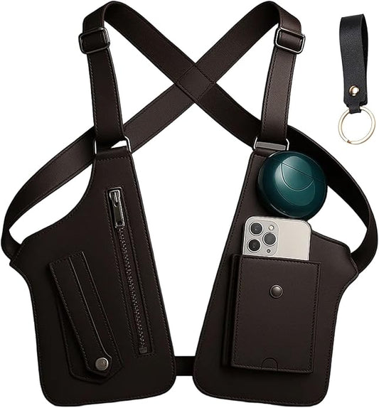 Premium Leather Shoulder Bag, Double Shoulder Armpit Bag, Anti-Theft Hidden Adjustable Strap Holste, Underarm Strap Wallet