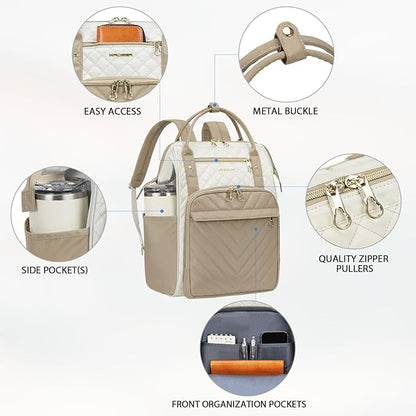 KROSER Laptop Backpack 17" Stylish Backpack Water Repellent College Casual Daypack Travel Business Work Bag for Men/Women-Beige/khaki