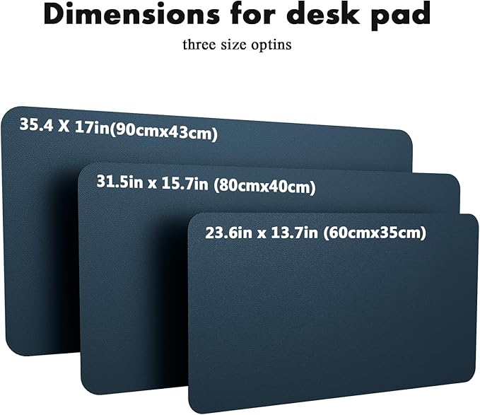 YSAGi Double-Sided Desk Pad, 23.6"x13.7"Leather Desk Mat, Eco Cork Desk Pad Protector,Large Mouse Pad,Waterproof Desk Blotter for Office/Home(Dark Blue)