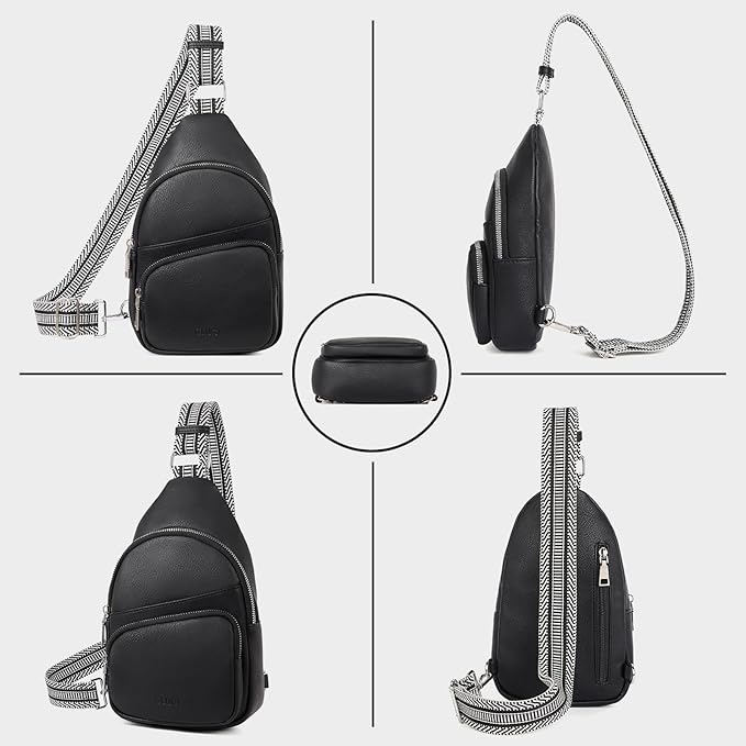 CLUCI Small Sling Bag for Women, Vegan Leather Fanny Pack Crossbody Bags for Women, Chest Bag With Guitar Strap