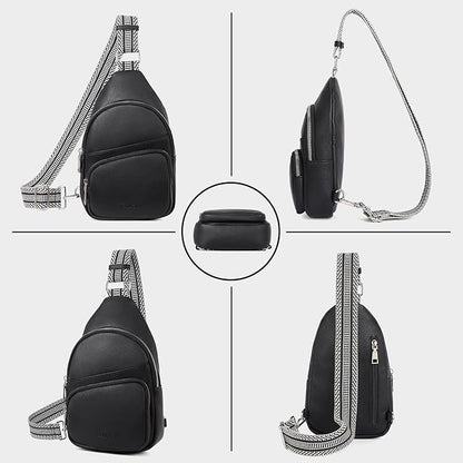 CLUCI Small Sling Bag for Women, Vegan Leather Fanny Pack Crossbody Bags for Women, Chest Bag With Guitar Strap
