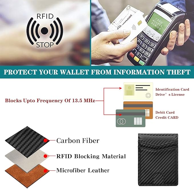 Leather Wallet for Men RFID Blocking Bifold Minimalist Pocket Men Wallet With 2 ID Window