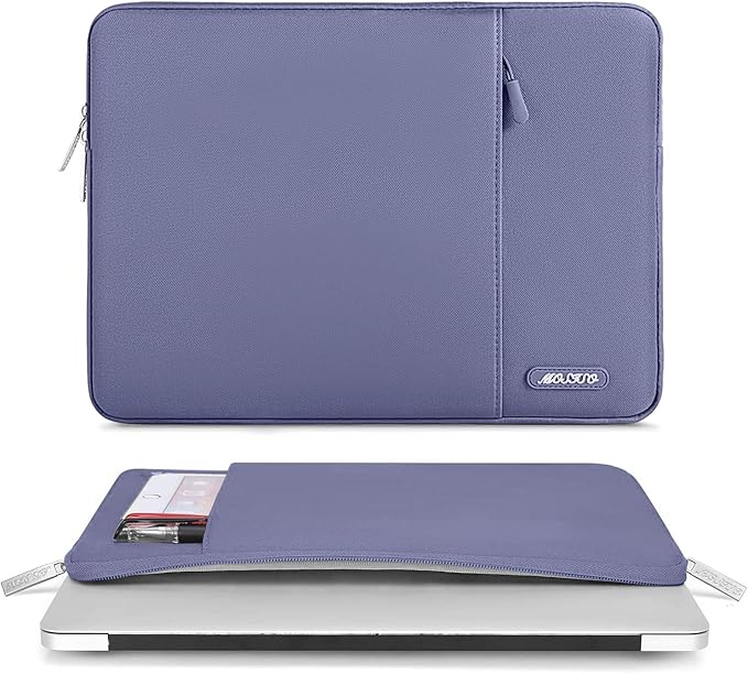 MOSISO Laptop Case 16 inch, 15-15.6 inch Laptop Sleeve Compatible with MacBook Pro 16 M5 M4 M3 M2 M1, HP Acer Dell Lenovo ASUS, Polyester Vertical Computer Sleeve Bag with Pocket, Lavender Gray