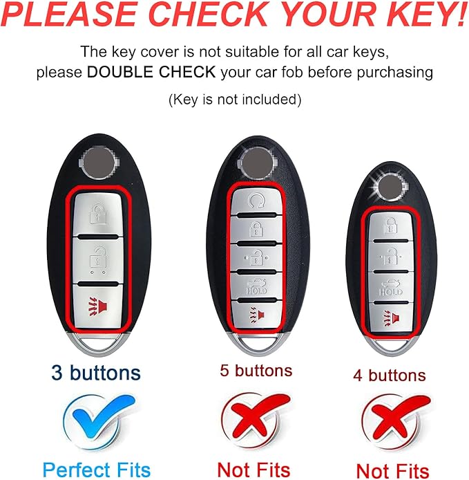 Montague Key Fob Cover for Nissan with Keychain Accessories, Premium TPU Full Protection Key Case for Pathfinder Rogue Kicks Murano Frontier Armada Versa Juke Titan Smart Key Shells (3-Buttons, Red)