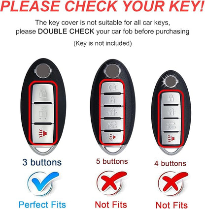 Montague Key Fob Cover for Nissan with Keychain Accessories, Premium TPU Full Protection Key Case for Pathfinder Rogue Kicks Murano Frontier Armada Versa Juke Titan Smart Key Shells (3-Buttons, Red)