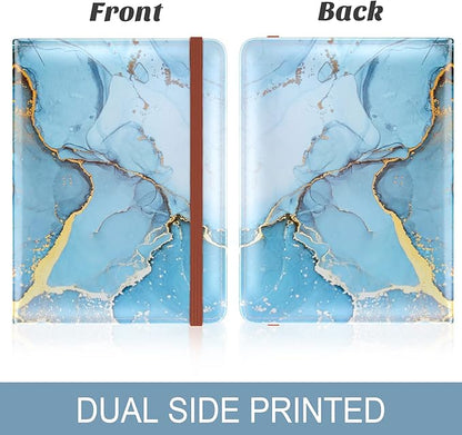 Passport Holder for Travel Essentials, Passport Wallet Cover Case for Travel Must Haves Accessories, Passport Book Holders for Women and Men, Blue Marble