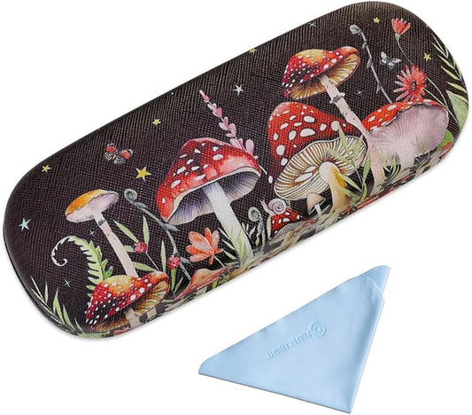 PERFECTSIGHT Hard Shell Eyeglasses Case, PU Leather Protective Glasses Case, Cute Eyeglass Case for Women Men Girls