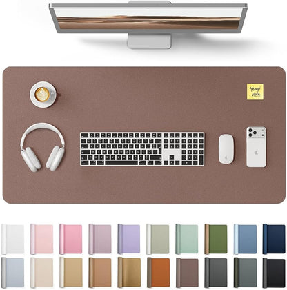 YSAGi Leather Desk Protector, Office Mat, Large Mouse Mat, Non-Slip PU Leather Blotter, Laptop Desk, Waterproof Writing Pad for Office and Home (Chocolate, 35.4" x 17")